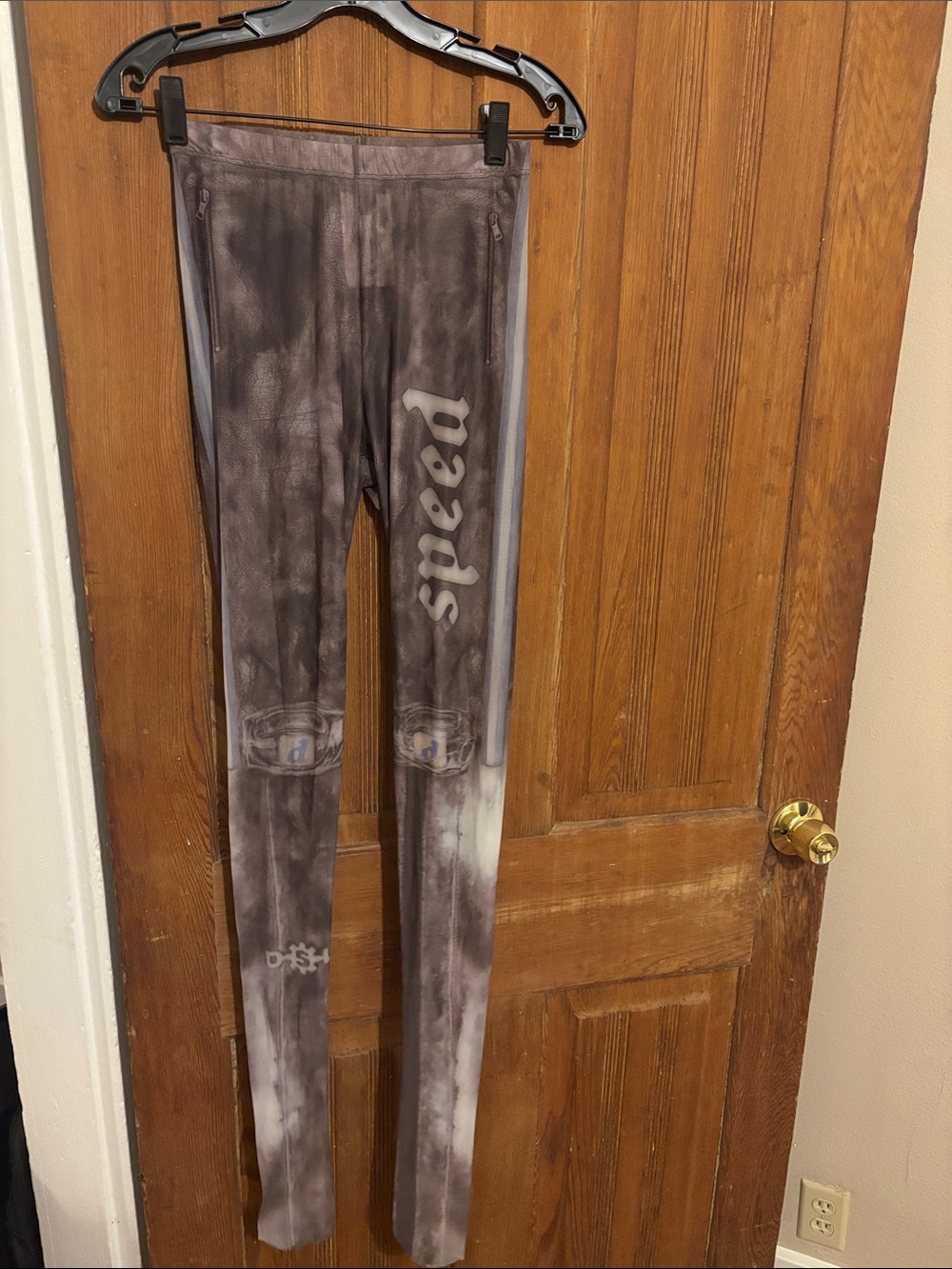 RARE Diesel Gray Tie-Dye 'speed' Graphic Leggings